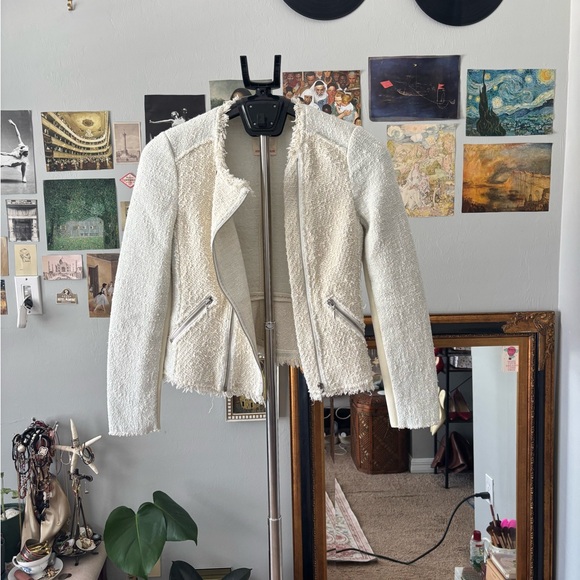 Rebecca Taylor Jackets & Blazers - Rebecca Taylor Cream Bouclé Zip-Front Jacket